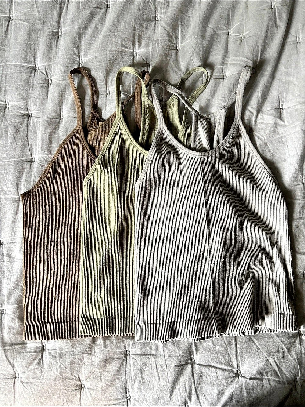 Ribbed Tank Top Set in Brown & Green and gray Like New